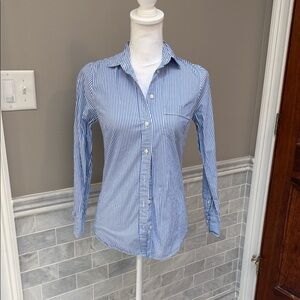 J. Crew Blue and White Striped Shirt
